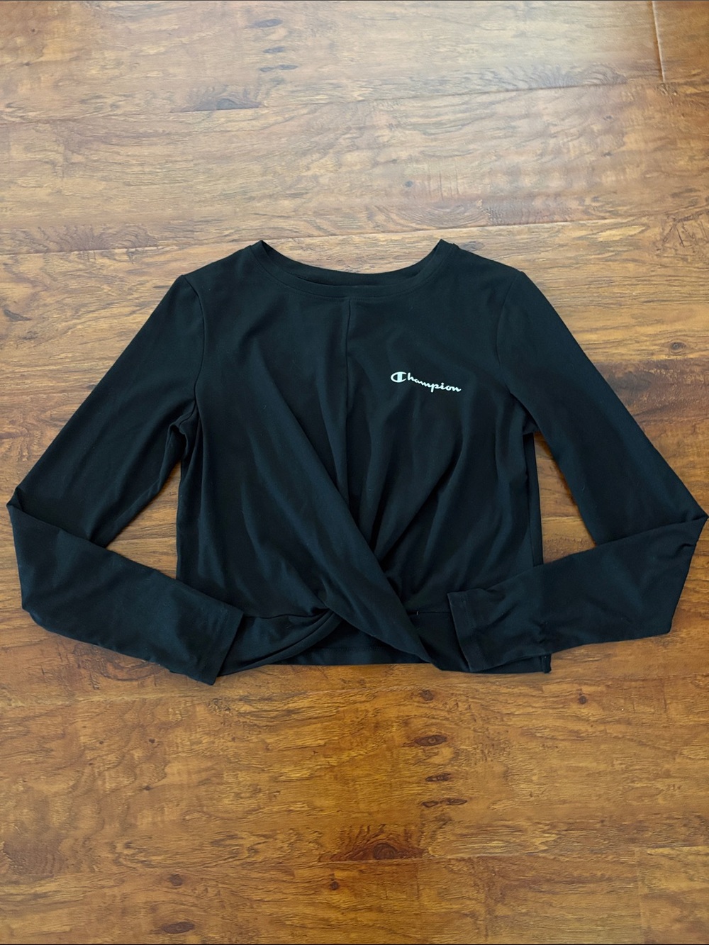 Champion Black Long-Sleeve Twist Front Tee